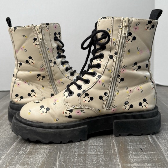 Zara Kids Mickey Mouse Lace Ankle Boots Girls Size US 3.5, EUR 35 - Picture 8 of 11